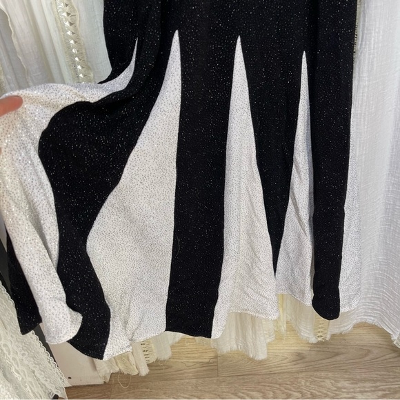 Vintage Cache Beaded Godet Fishtail Pleated Prom Evening Gown Maxi Dress S/M - Picture 7 of 12